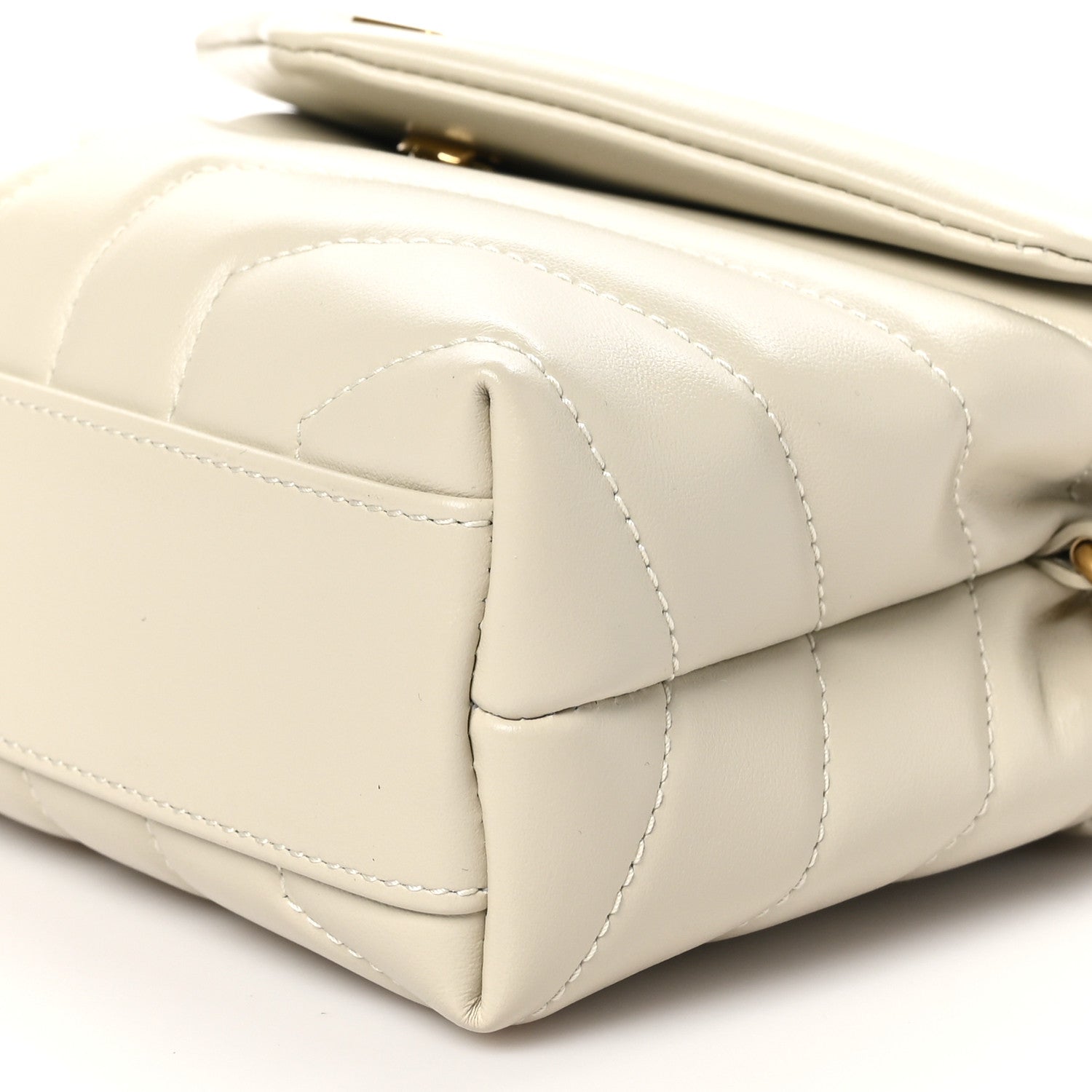 Saint Laurent Calfskin Y Quilted Monogram Toy Loulou Crossbody Bag Crema Soft 10 of 11