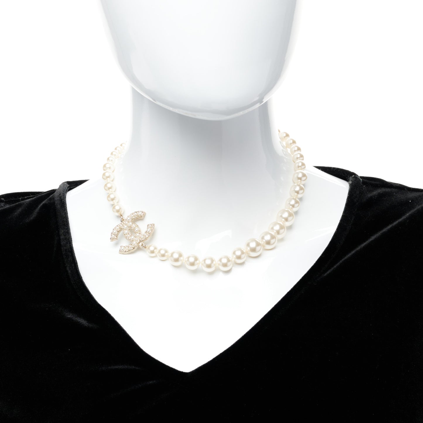 Pearl CC 100th Anniversary Necklace Light Gold