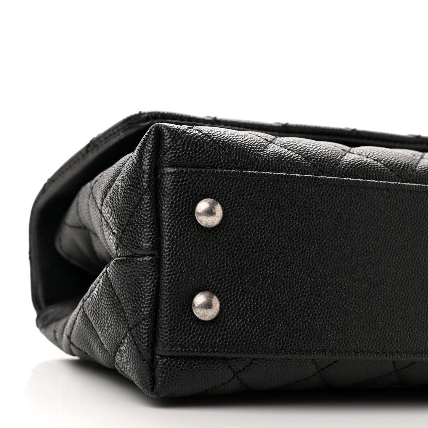 Caviar Lizard Embossed Quilted Mini Coco Handle Flap Black