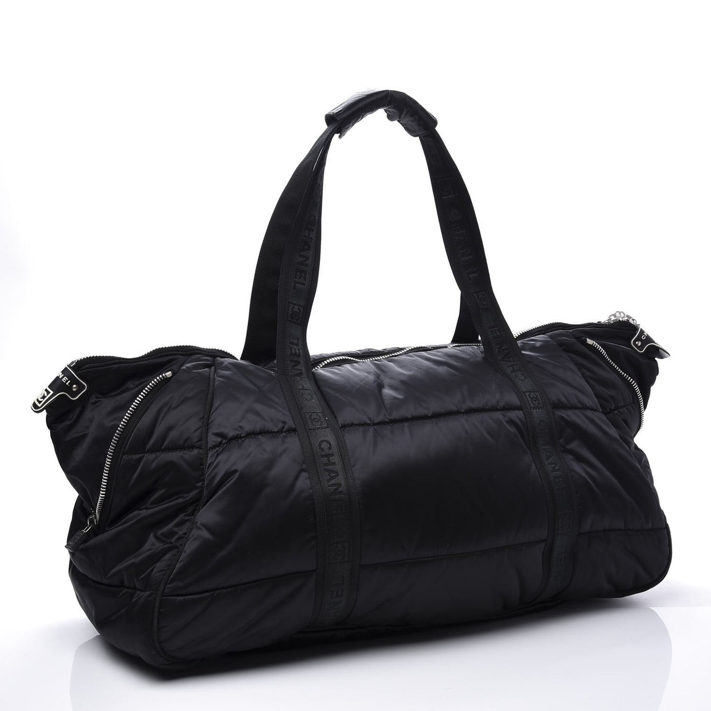 Nylon Quilted Logo Duffel Black