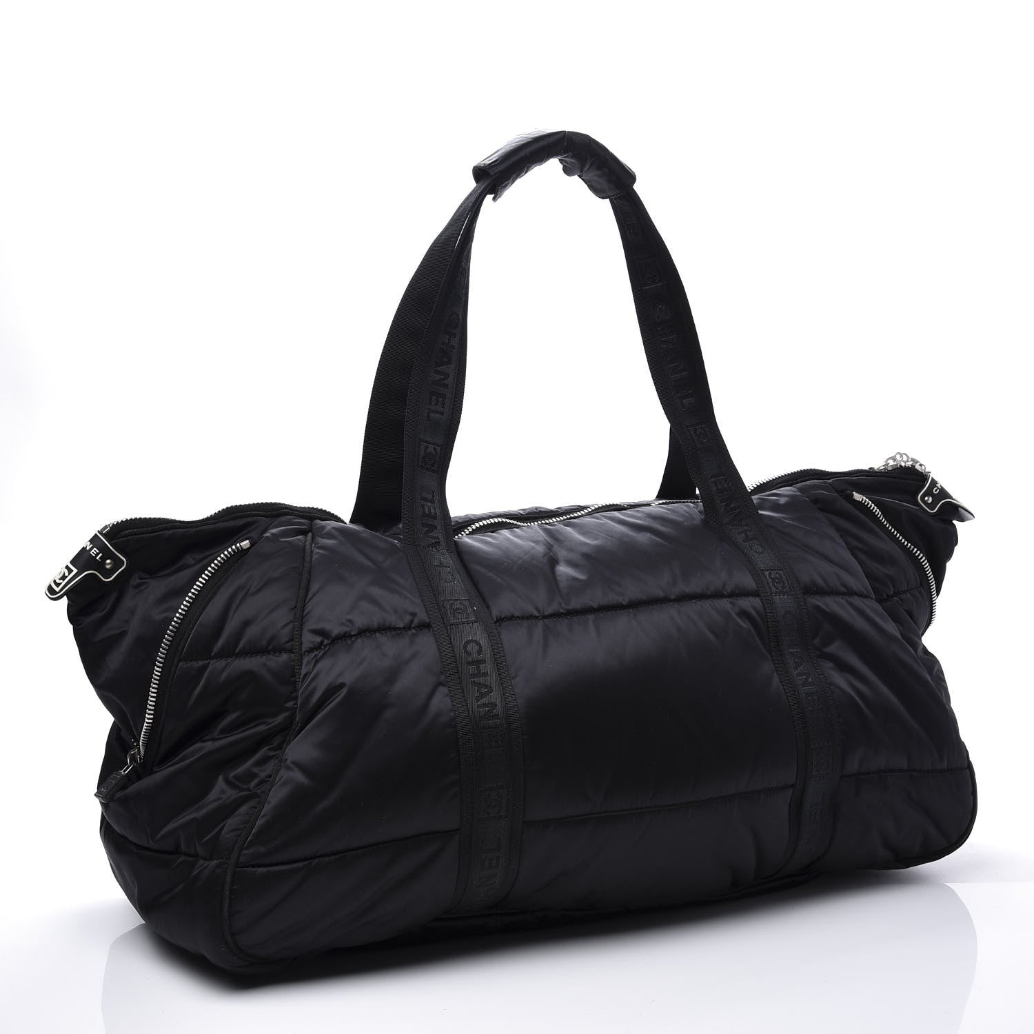 Chanel Nylon Quilted Logo Duffel Black 2 of 12