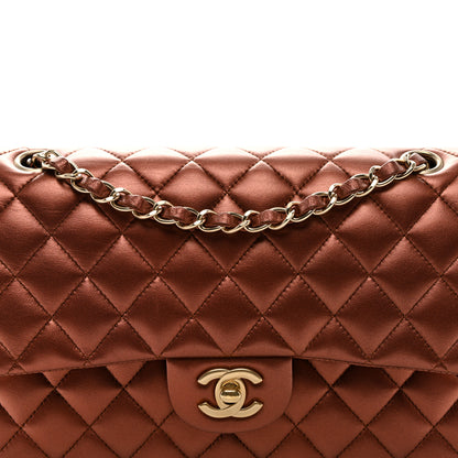 Chanel Metallic Lambskin Quilted Medium Double Flap Bronze 8 of 11