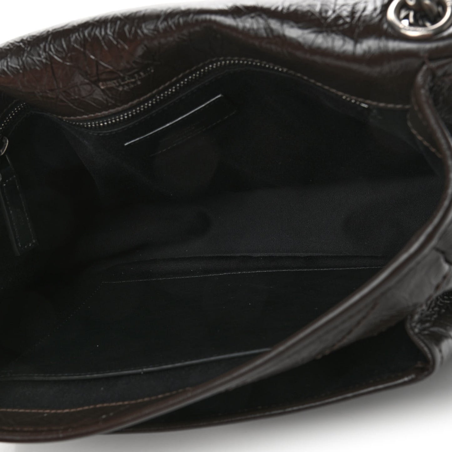 Crinkled Calfskin Matelasse Monogram Medium Niki Chain Satchel Western Moka