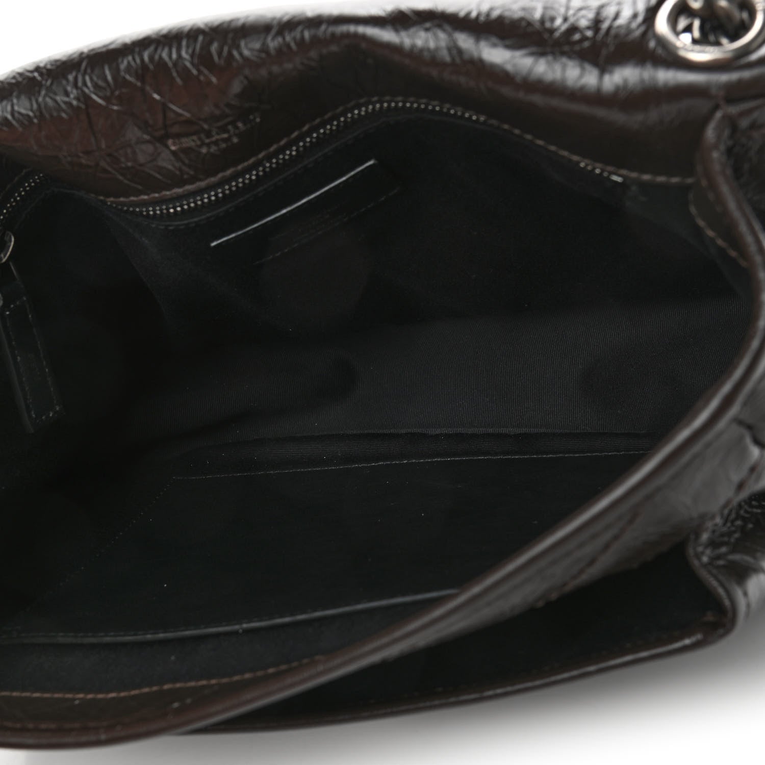 Saint Laurent Crinkled Calfskin Matelasse Monogram Medium Niki Chain Satchel Western Moka 4 of 4