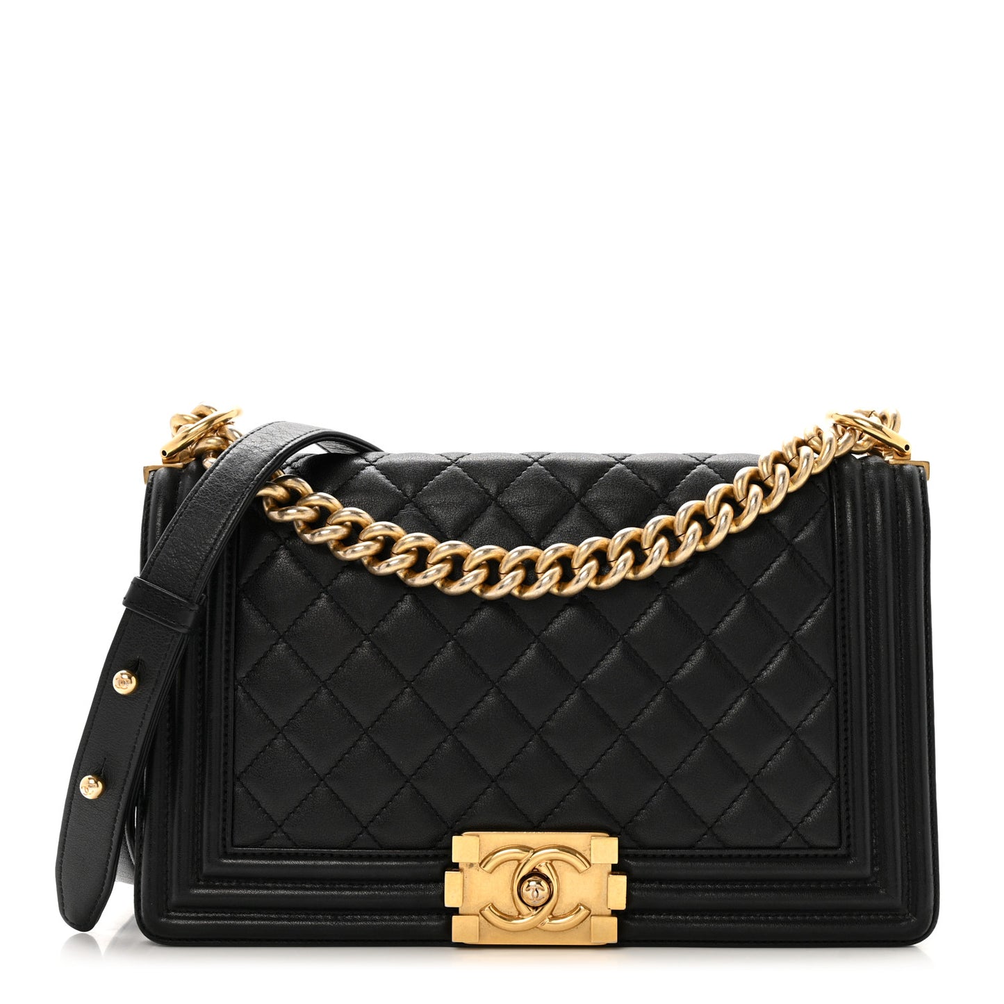 Calfskin Quilted Medium Boy Flap Black