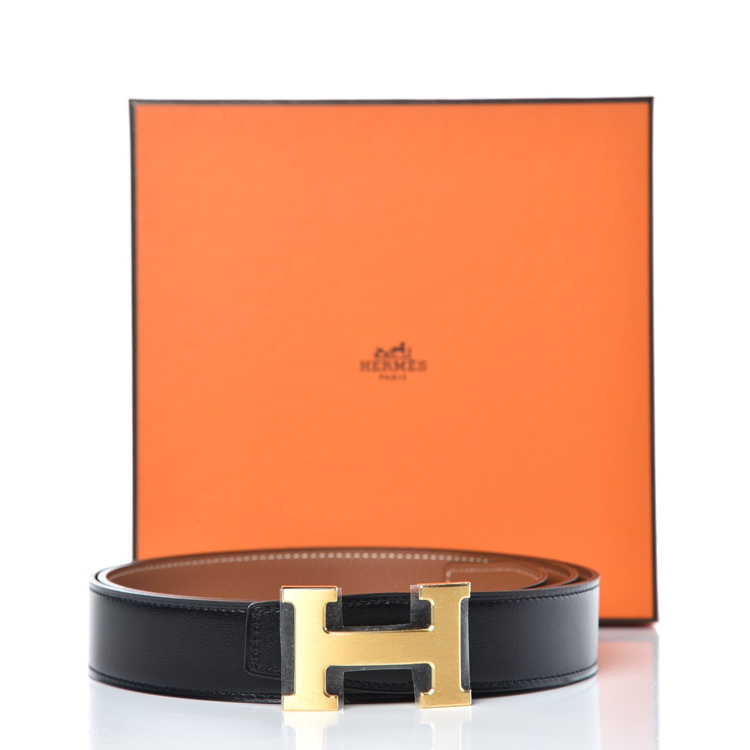 Hermes Box Togo 32mm H Belt 110 Black Gold 7 of 7