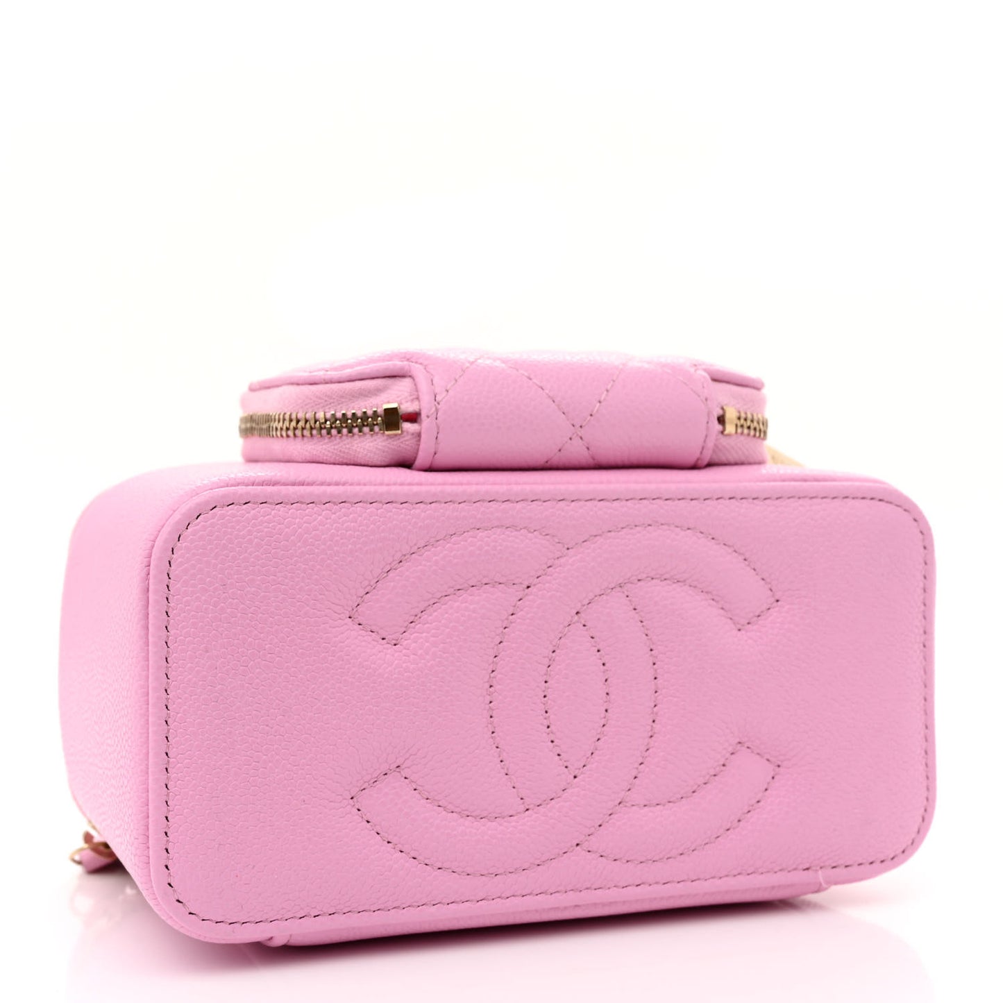 Caviar Quilted Top Handle Pocket Vanity Case Lilac