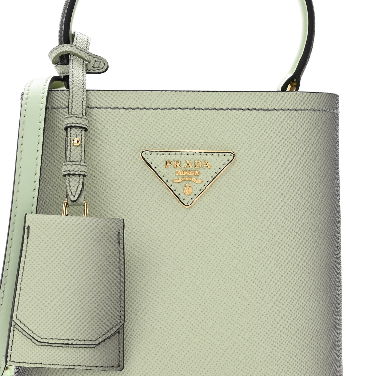 Prada Saffiano Cuir Small Panier Bucket Bag Acqua Sfumato 7 of 9