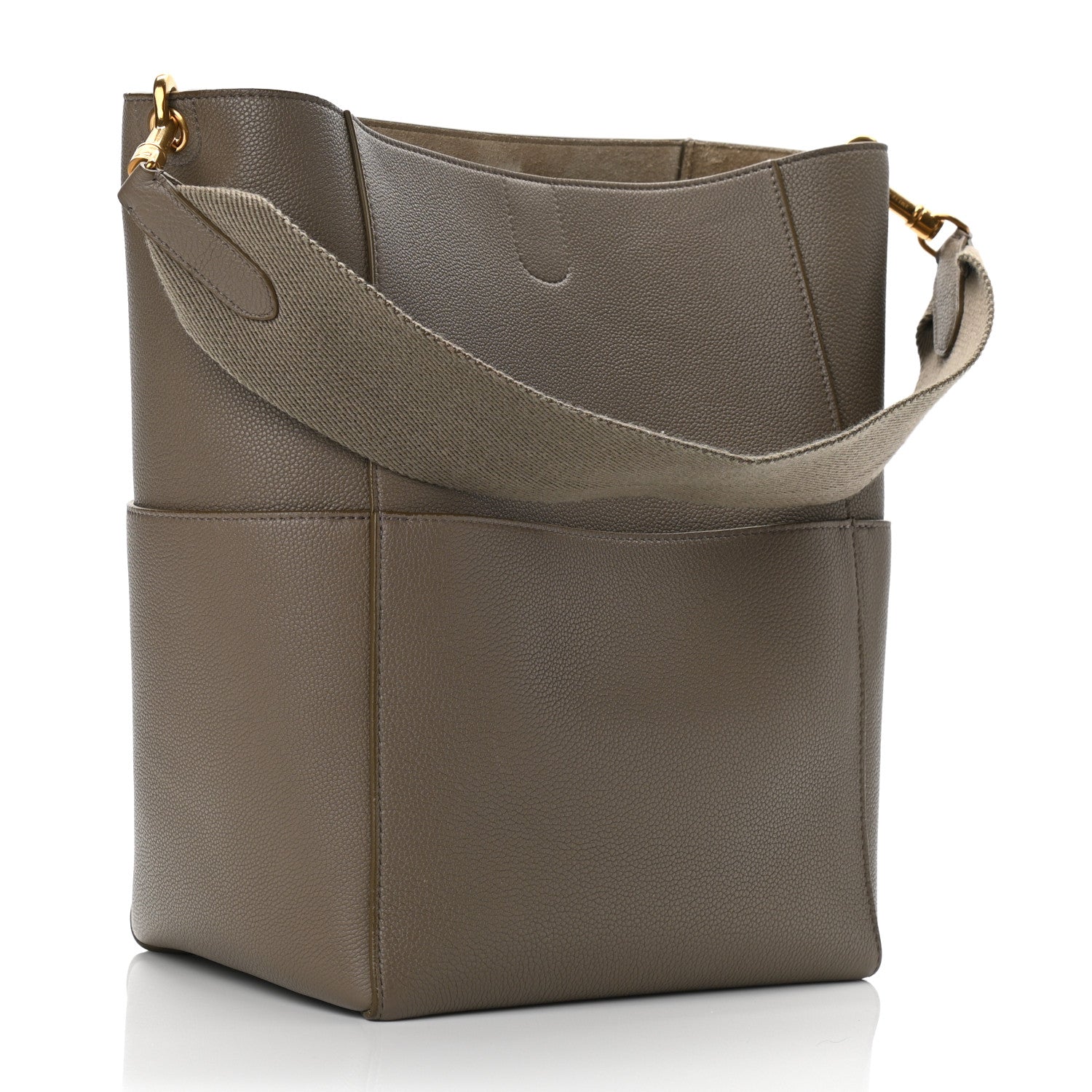 Celine Soft Grained Calfskin Sangle Bucket Bag Taupe 3 of 9