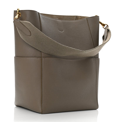 Celine Soft Grained Calfskin Sangle Bucket Bag Taupe 3 of 9