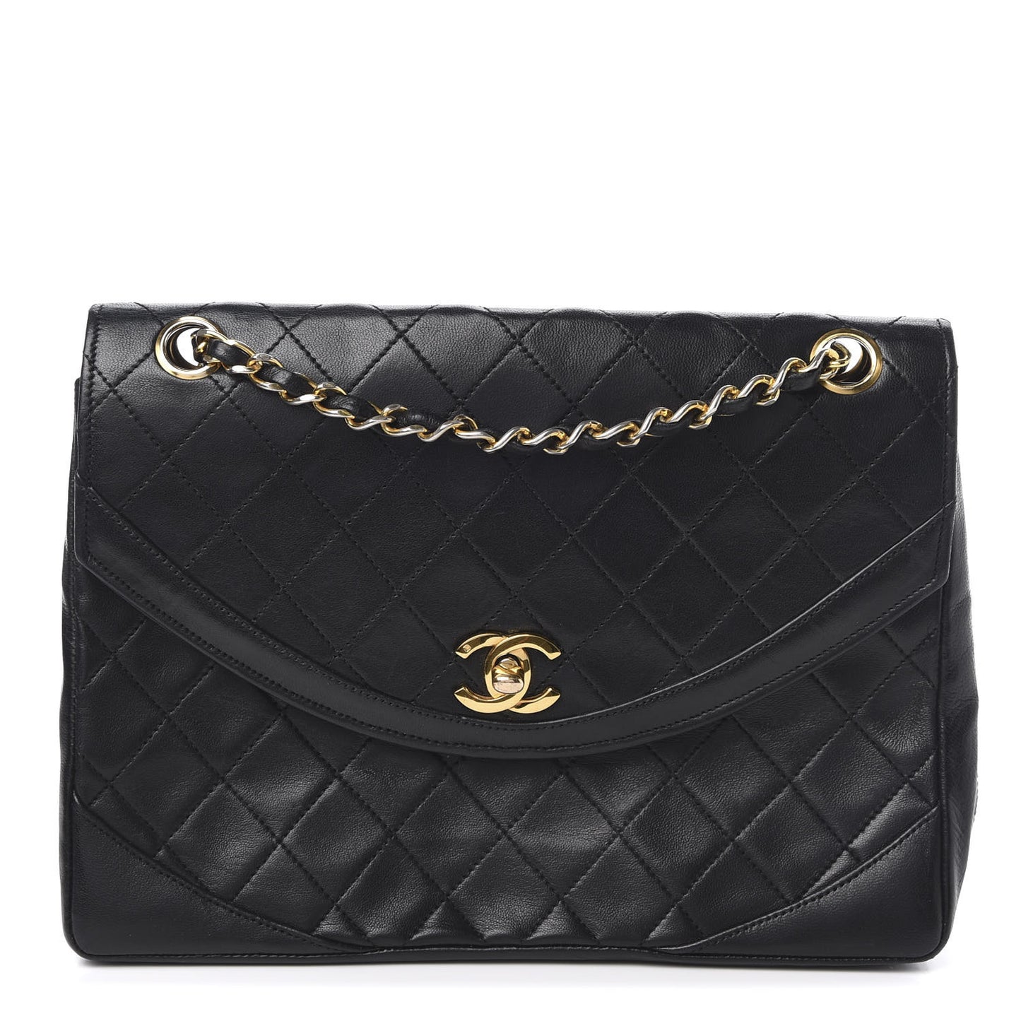 Lambskin Quilted Medium Single Flap Black