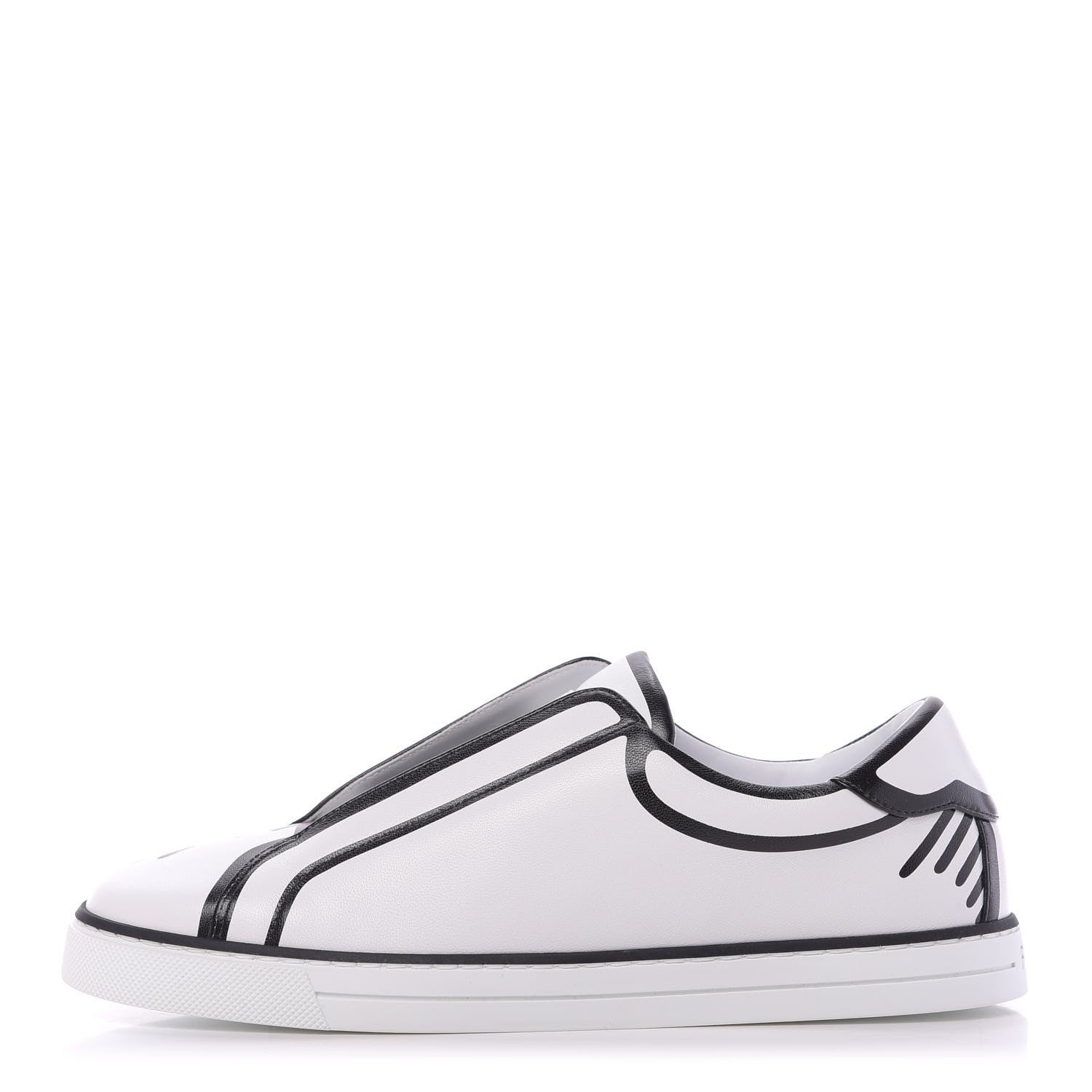 Fendi X JOSHUA VIDES Nappa Rockoclick Slip On Sneakers 37.5 Snow White Black 1 of 10
