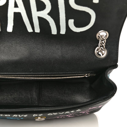 Balenciaga Grained Calfskin Graffiti M BB Round Shoulder Bag Black Multicolor 5 of 17