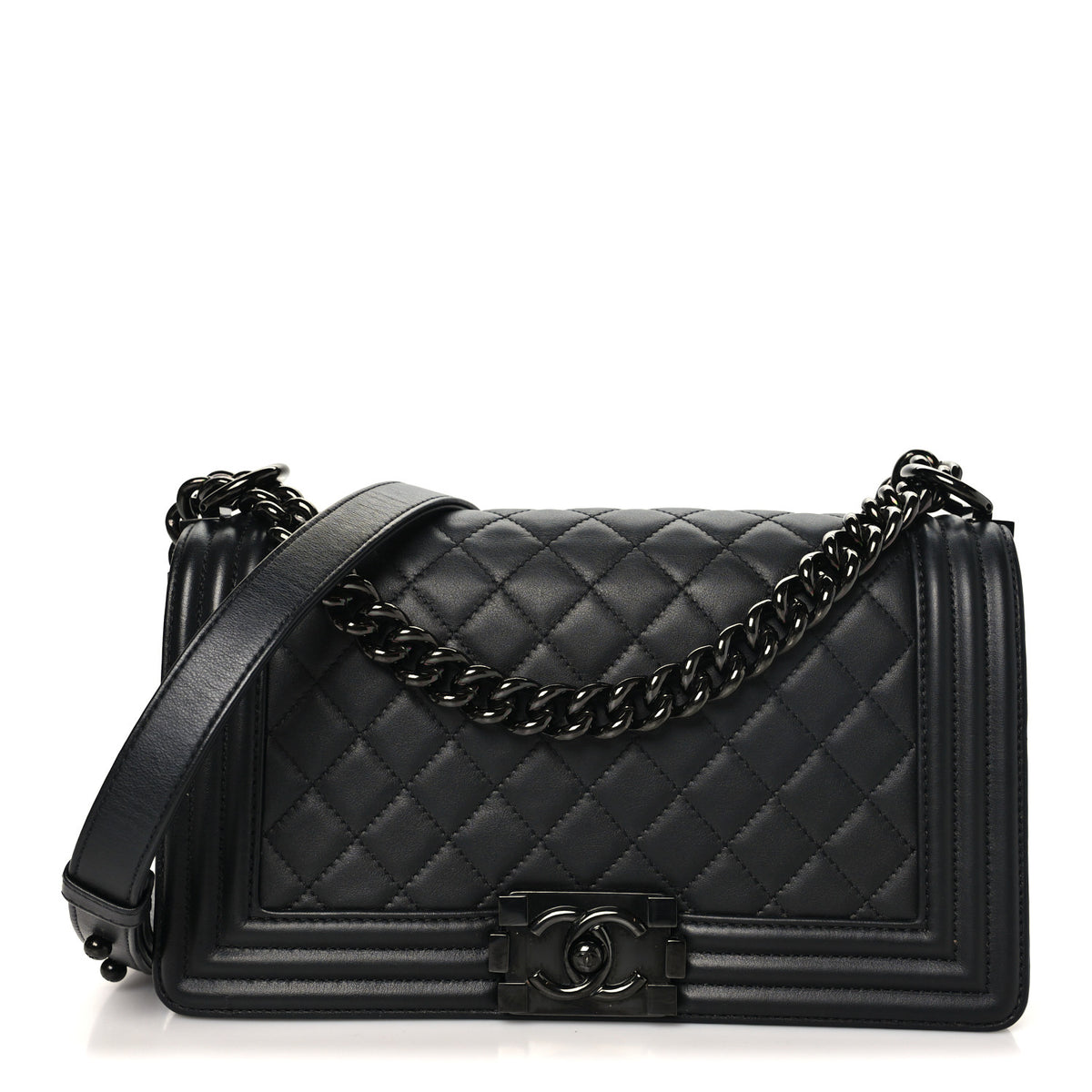 Chanel Calfskin Quilted Medium Boy Flap So Black 1 of 9