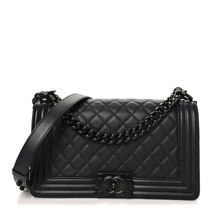 Chanel Calfskin Quilted Medium Boy Flap So Black 1 of 9