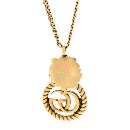 Gucci Metal Lion Head GG Necklace Aged Gold 4 of 5
