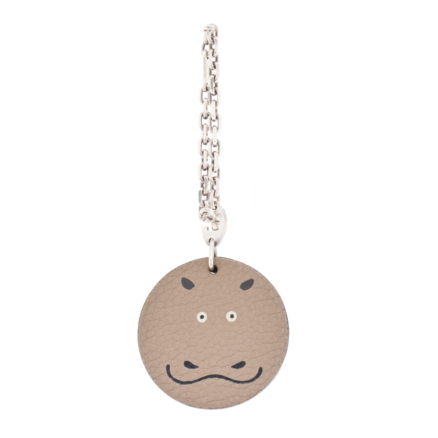 Hermes Togo Hippo Key Chain Bag Charm Gris Tourterelle 1 of 5