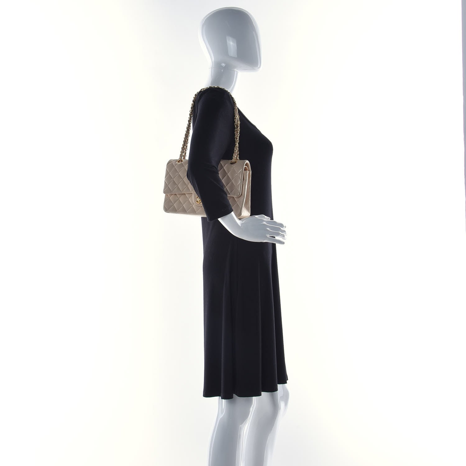 Chanel Lambskin Quilted Medium Double Flap Beige 2 of 13