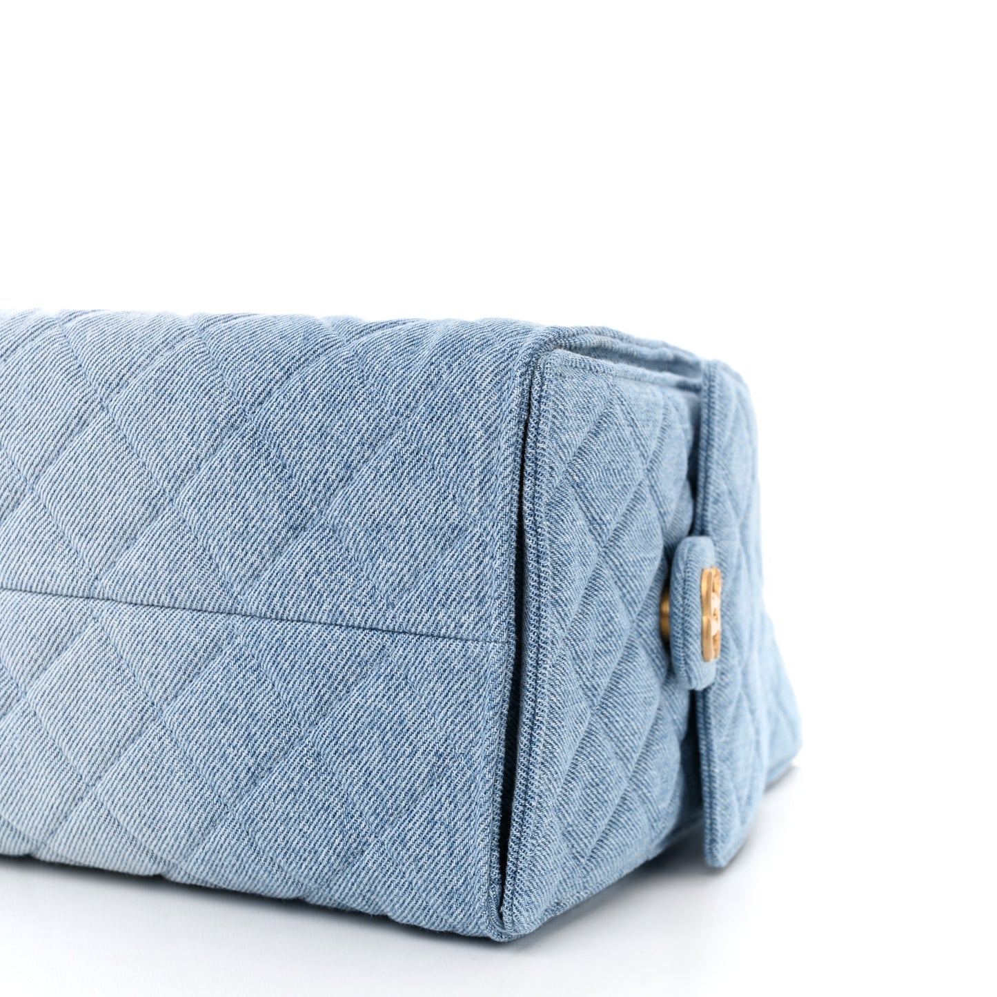 Washed Denim Quilted Medium Chanel 25 Handbag Blue