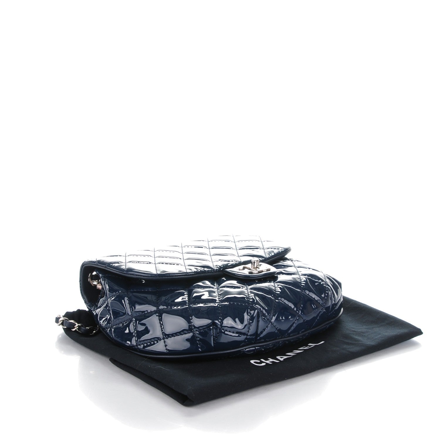 Chanel Patent Quilted Medium Bubble CC Flap Navy Blue 4 of 8