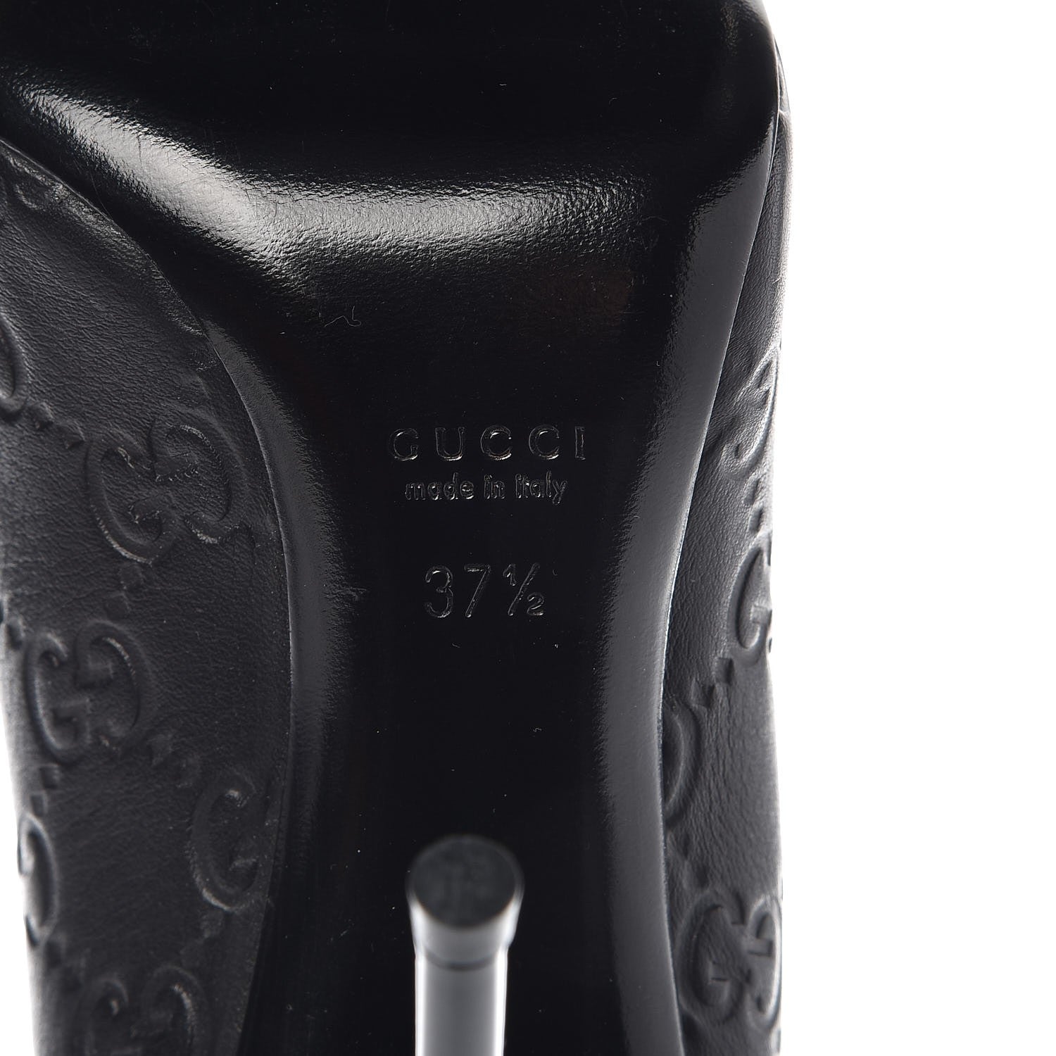 Gucci Guccissima Peep Toe Pumps 37.5 Black 9 of 12