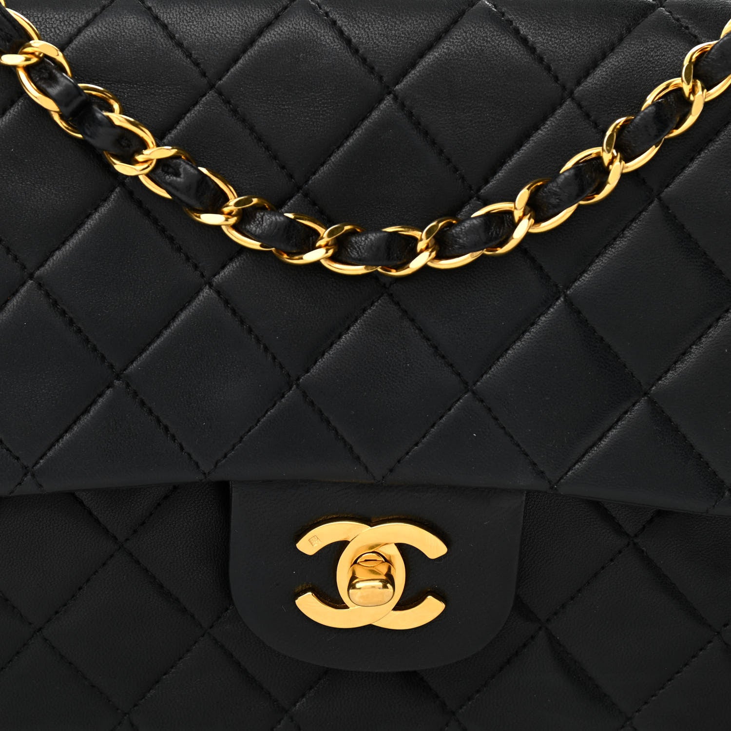 Chanel Lambskin Quilted Medium Double Flap Black 7 of 9