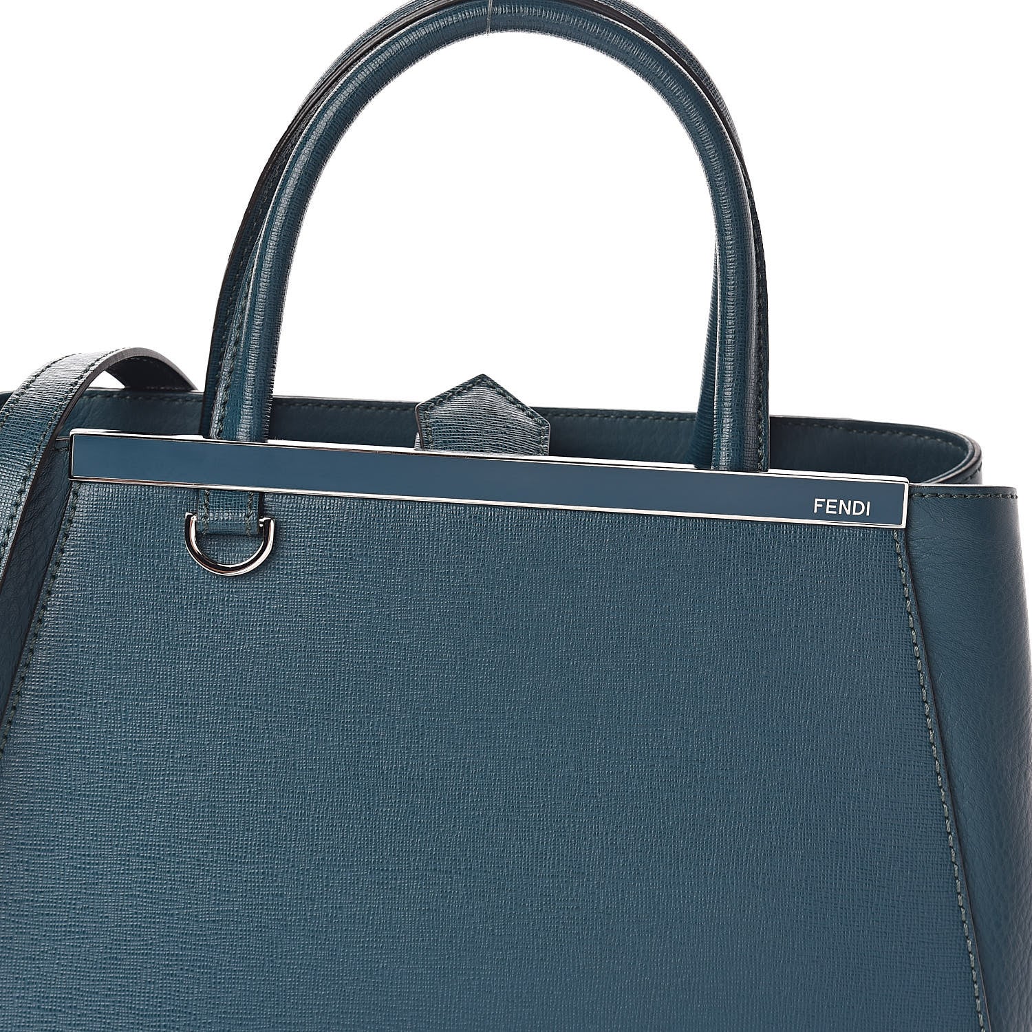 Fendi Vitello Elite Petite 2Jours Tote Oceano 7 of 9