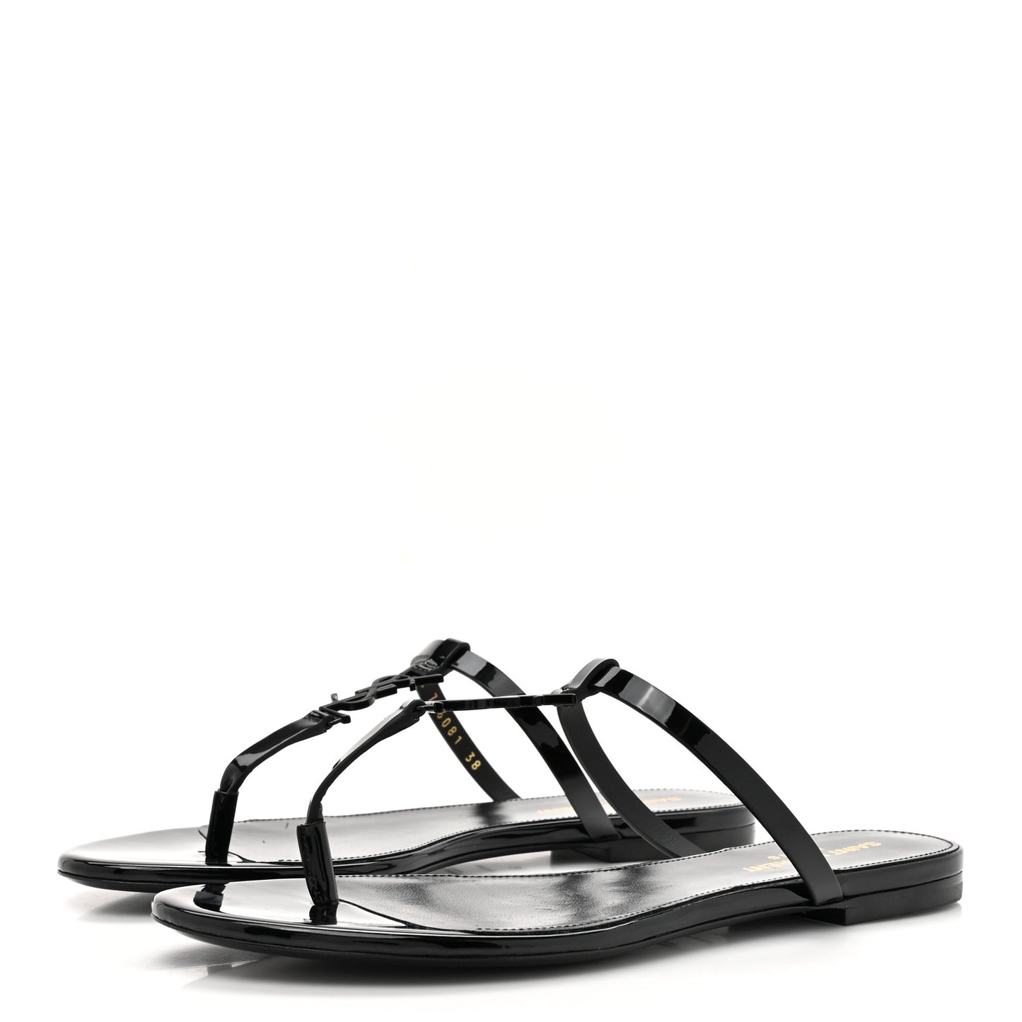 Calfskin Cassandra Monogram Sandals 38 Black