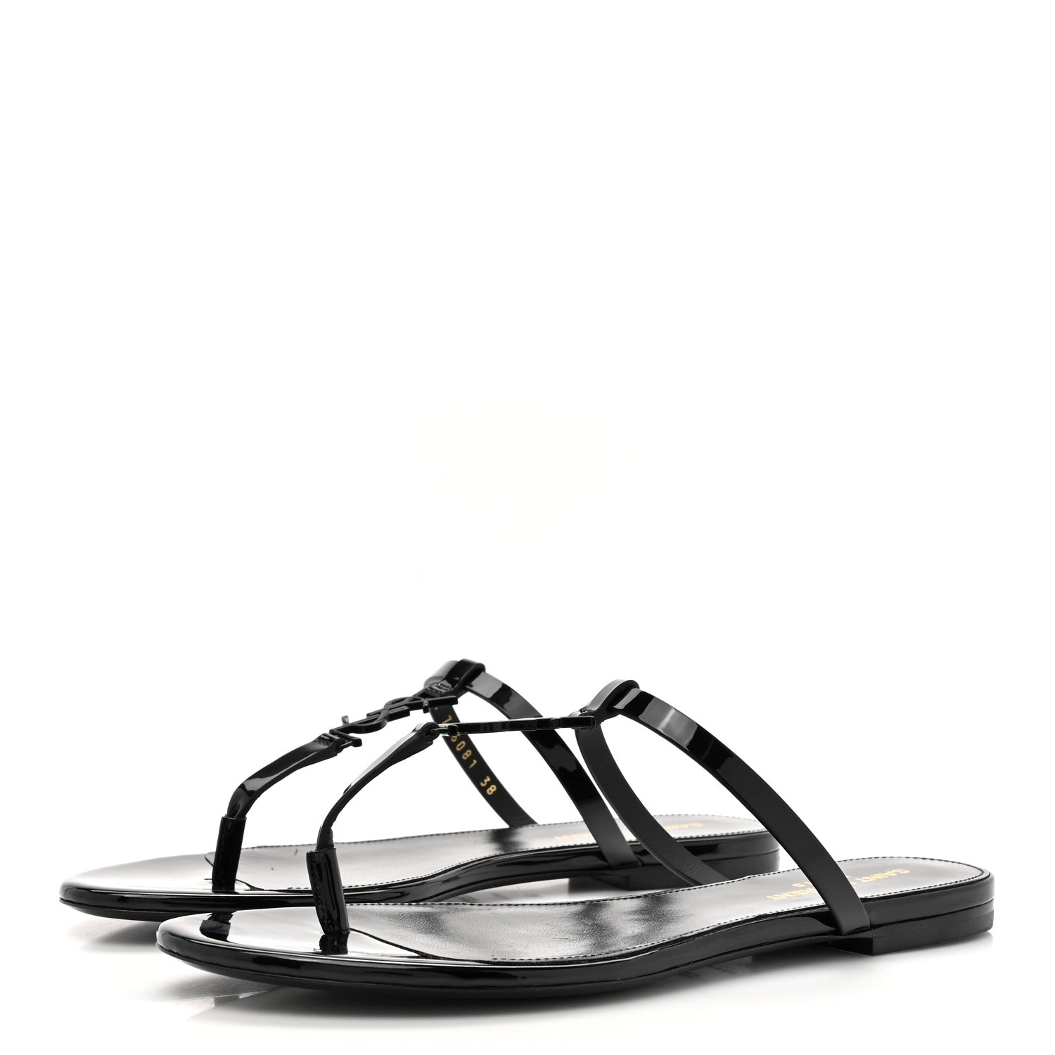 Saint Laurent Calfskin Cassandra Monogram Sandals 38 Black 3 of 10