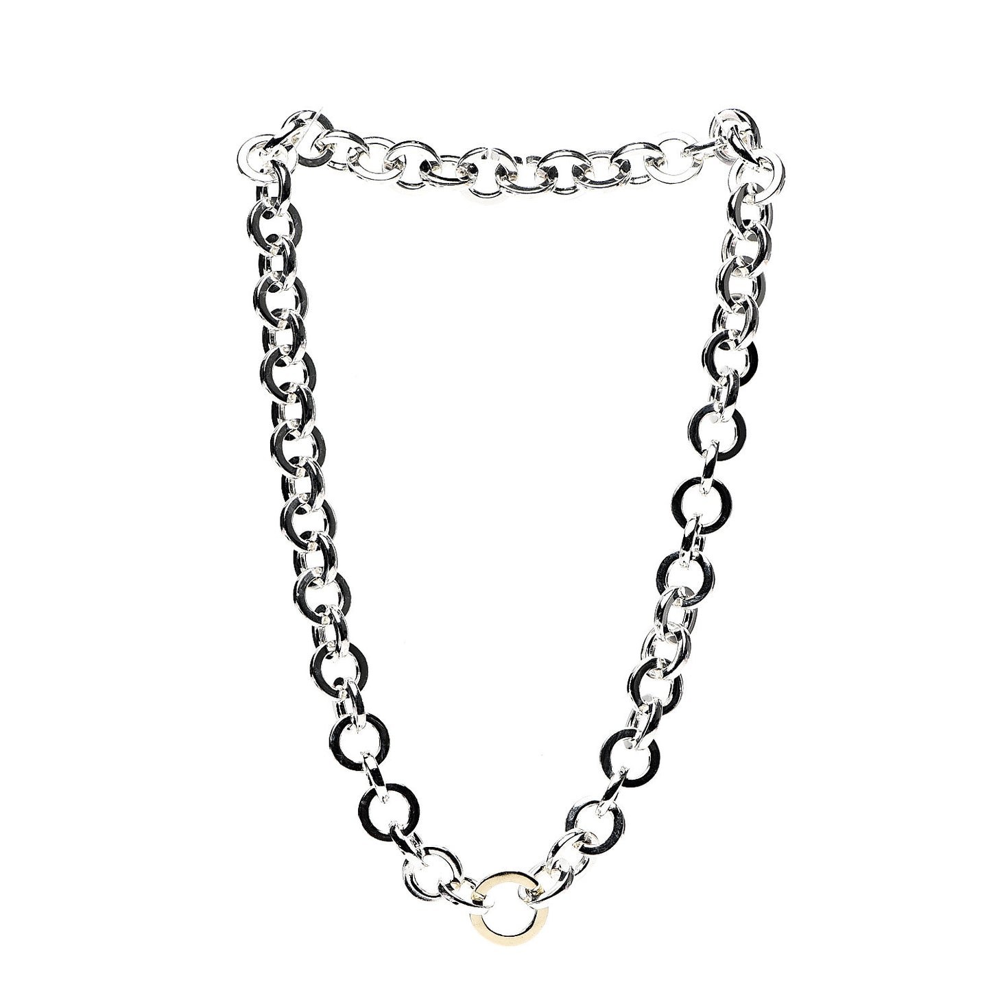 Sterling Silver 18K Yellow Gold Circle Link Necklace