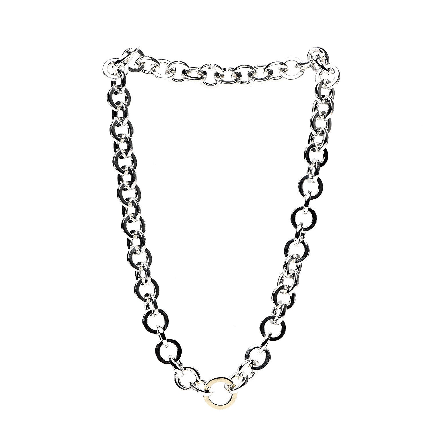 Tiffany Sterling Silver 18K Yellow Gold Circle Link Necklace 2 of 3