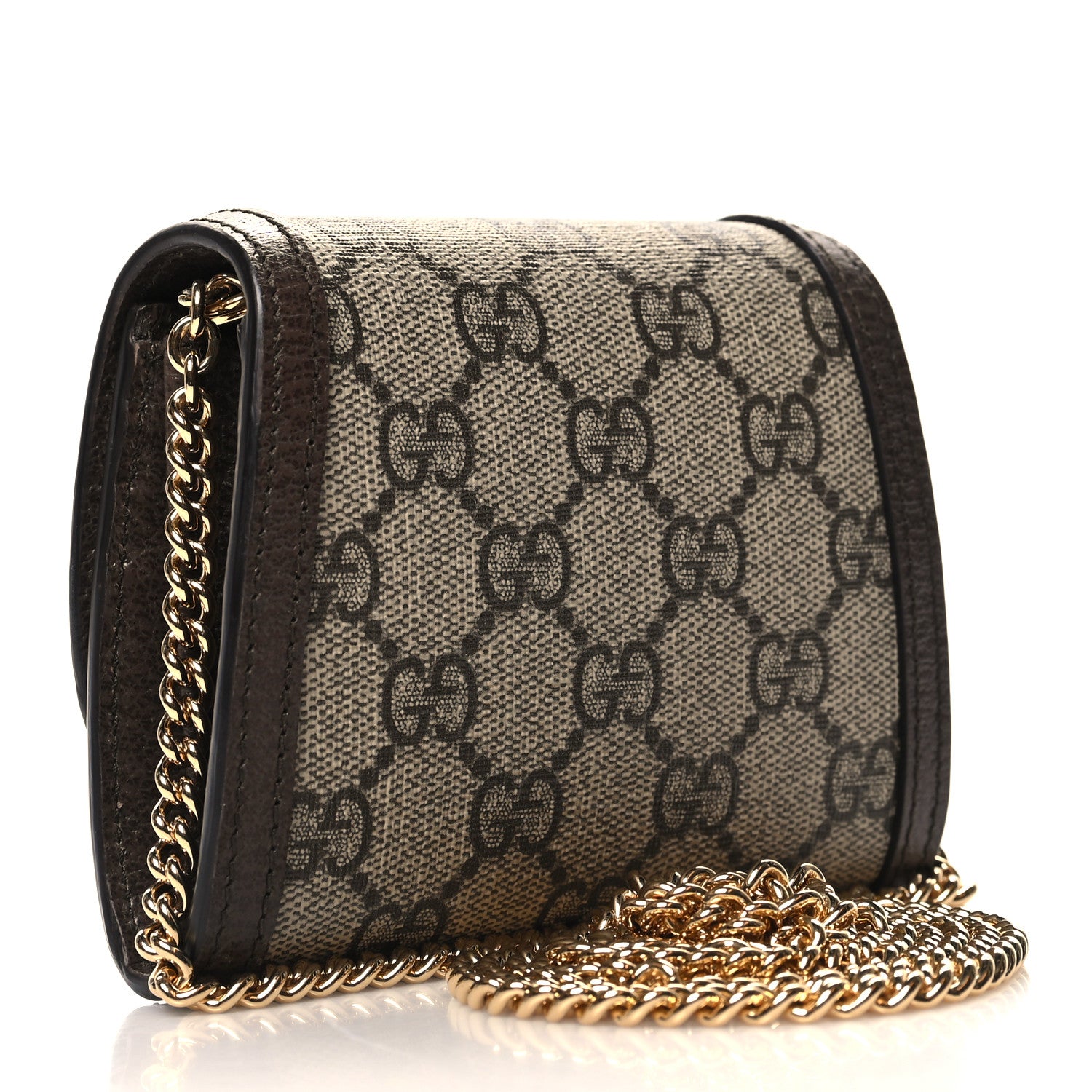 Gucci GG Supreme Monogram Textured Dollar Calfskin Medium Blondie Chain Wallet Beige Ebony New Acero 3 of 10