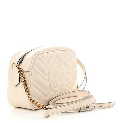 Gucci Calfskin Matelasse Small GG Marmont Chain Shoulder Bag White 3 of 10