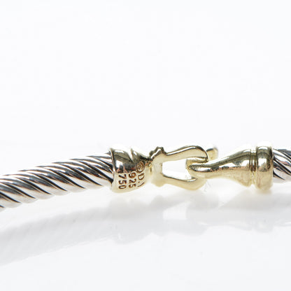 David Yurman Sterling Silver 18K Yellow Gold 3mm Cable Buckle Bracelet 4 of 5