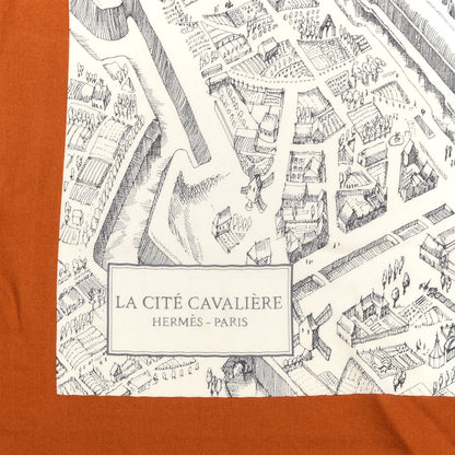 Hermes Cashmere Silk La Cite Cavaliere Shawl 140 Caramel White Anthracite 4 of 5