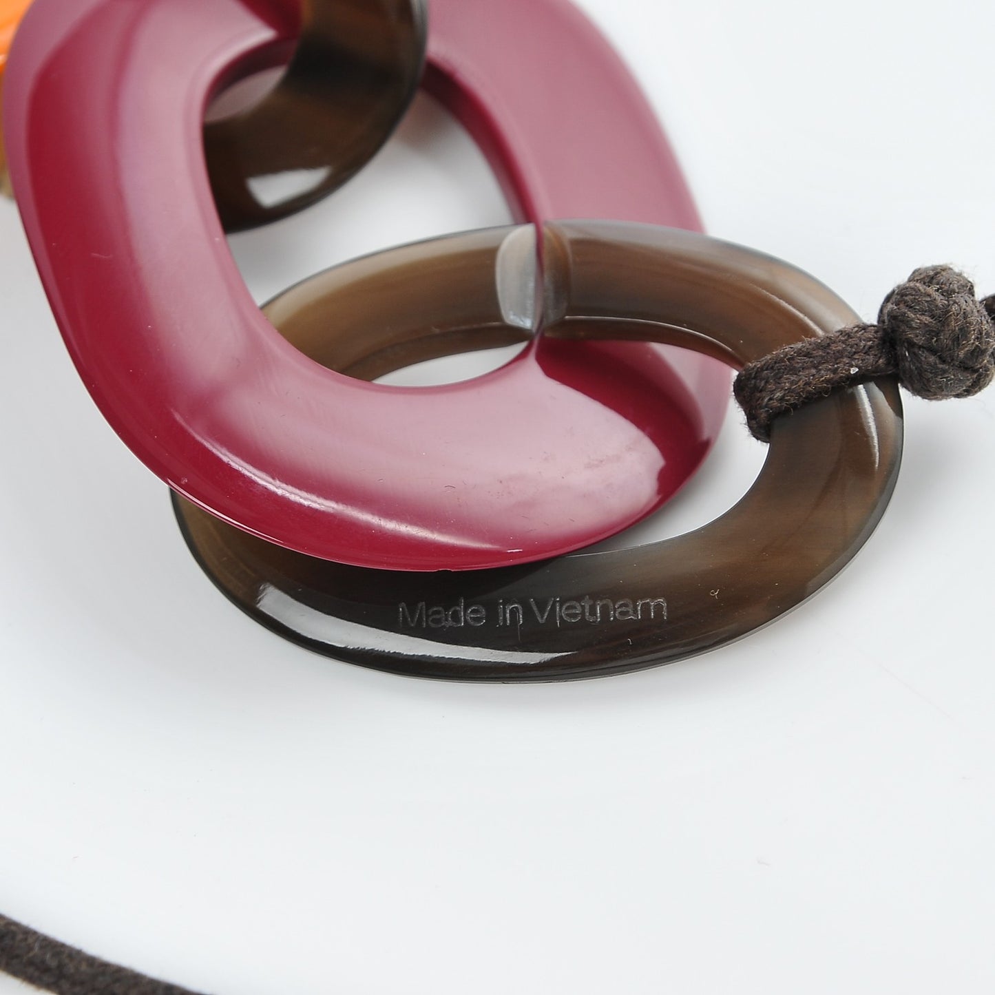 Lacquered Wood Buffalo Horn Karamba Necklace