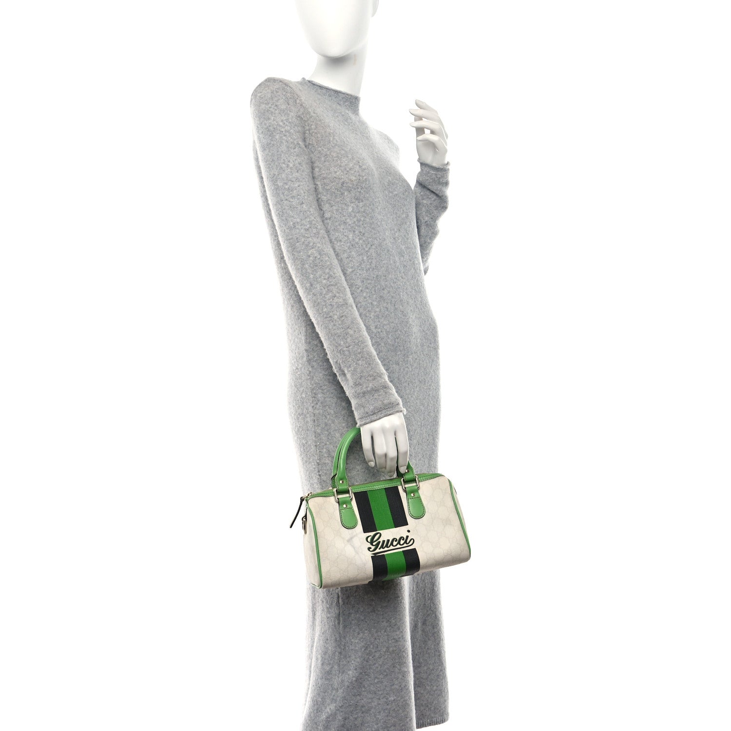 Gucci GG Plus Monogram Web Stripe Medium Joy Boston Green 2 of 9