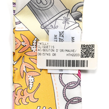 Hermes Silk Cliquetis Twilly Bouton D'Or Mauve 5 of 5