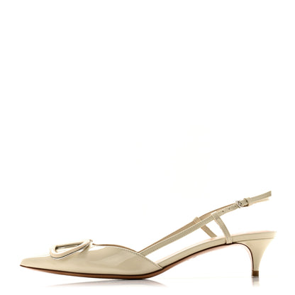 Valentino Garavani Patent Tonal Vlogo Slingback 40mm Pumps 37 Ivory 1 of 10