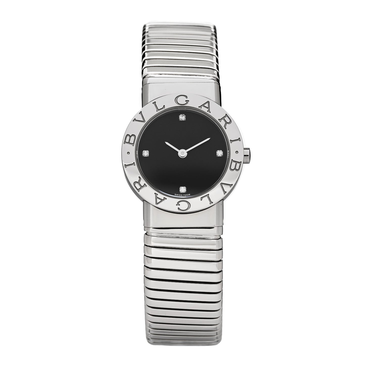 Stainless Steel Diamond 26mm Tubogas Quartz Watch Black