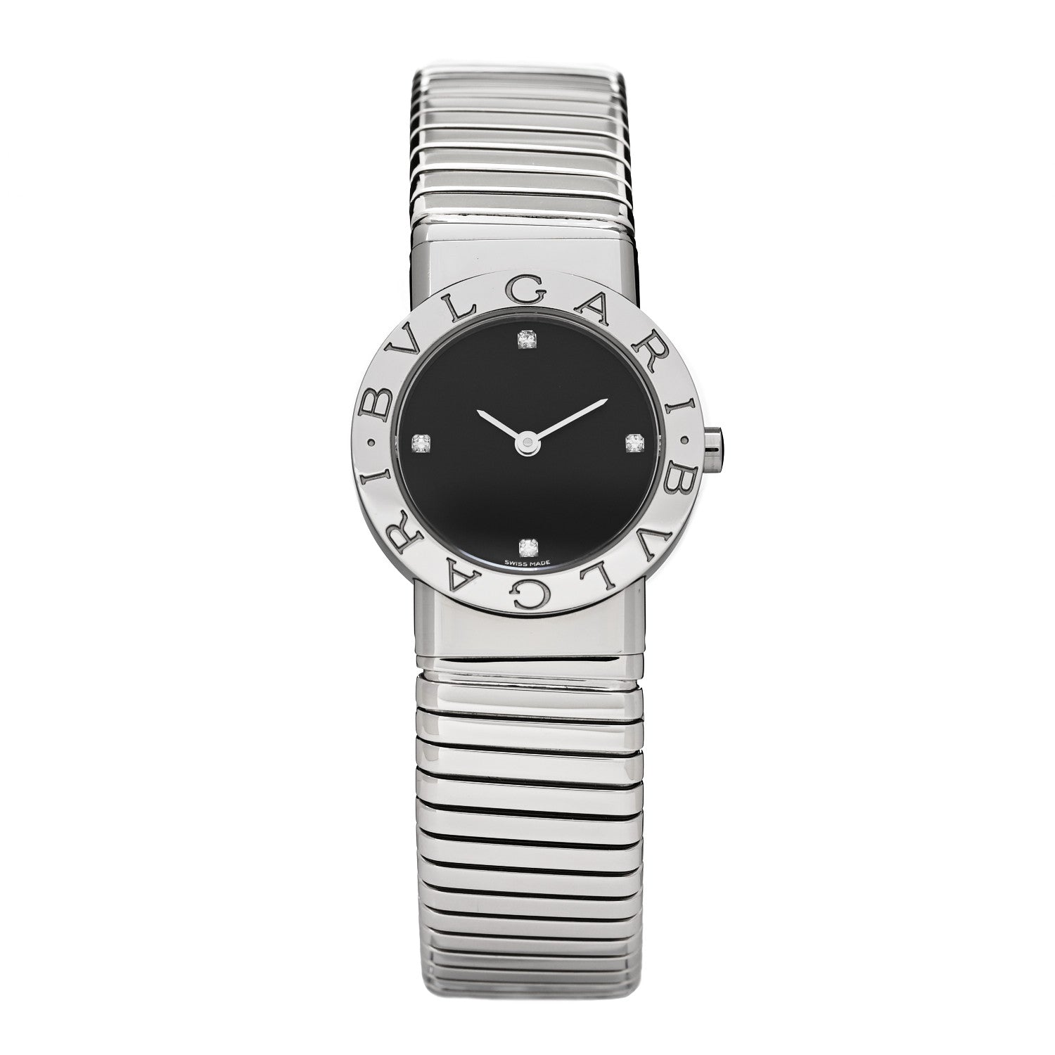 Bulgari Stainless Steel Diamond 26mm Tubogas Quartz Watch Black 1 of 4