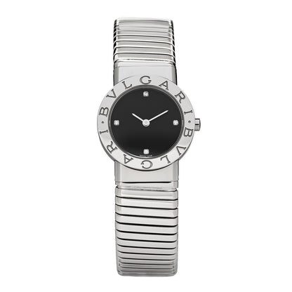 Bulgari Stainless Steel Diamond 26mm Tubogas Quartz Watch Black 1 of 4
