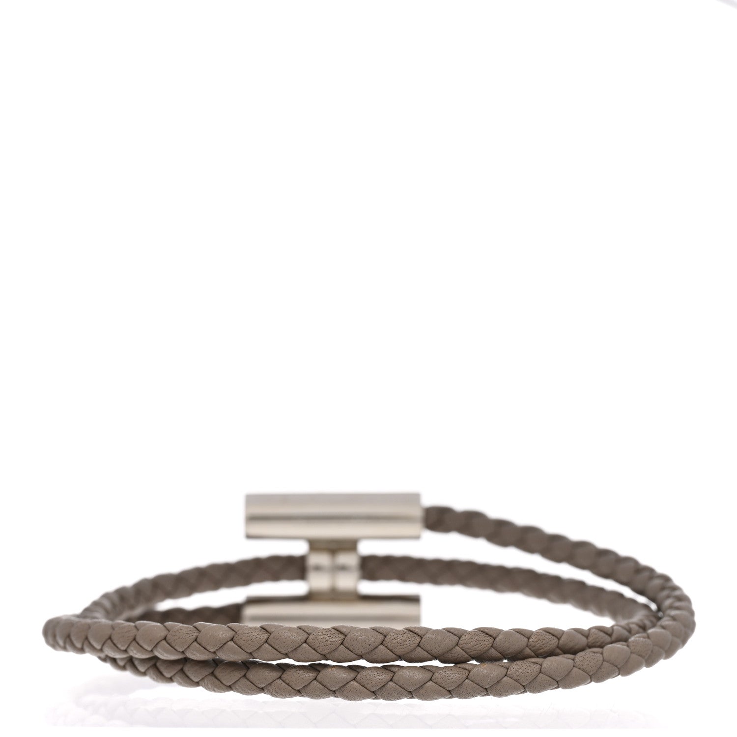 Hermes Swift Double Wrap Cord Tournis Tresse Bracelet Etoupe 3 of 5
