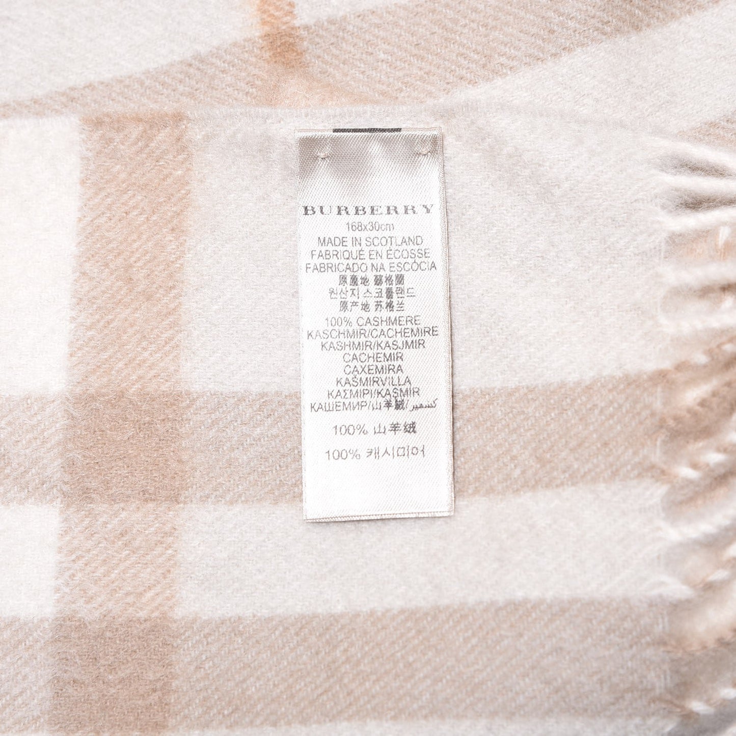 Cashmere Giant Check Fringe Scarf Dark Almond