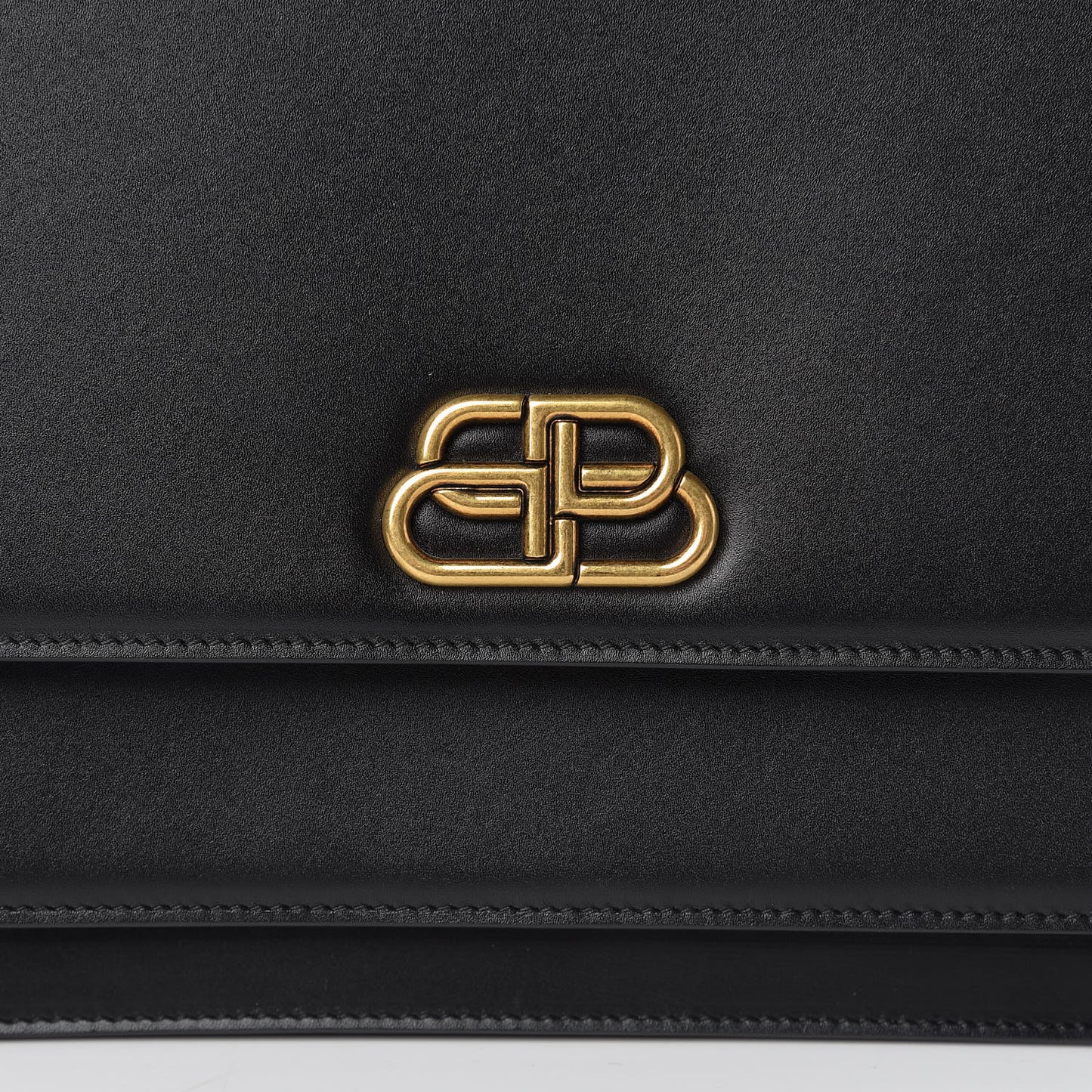 Box Calfskin Large Sharp Top Handle Bag Black