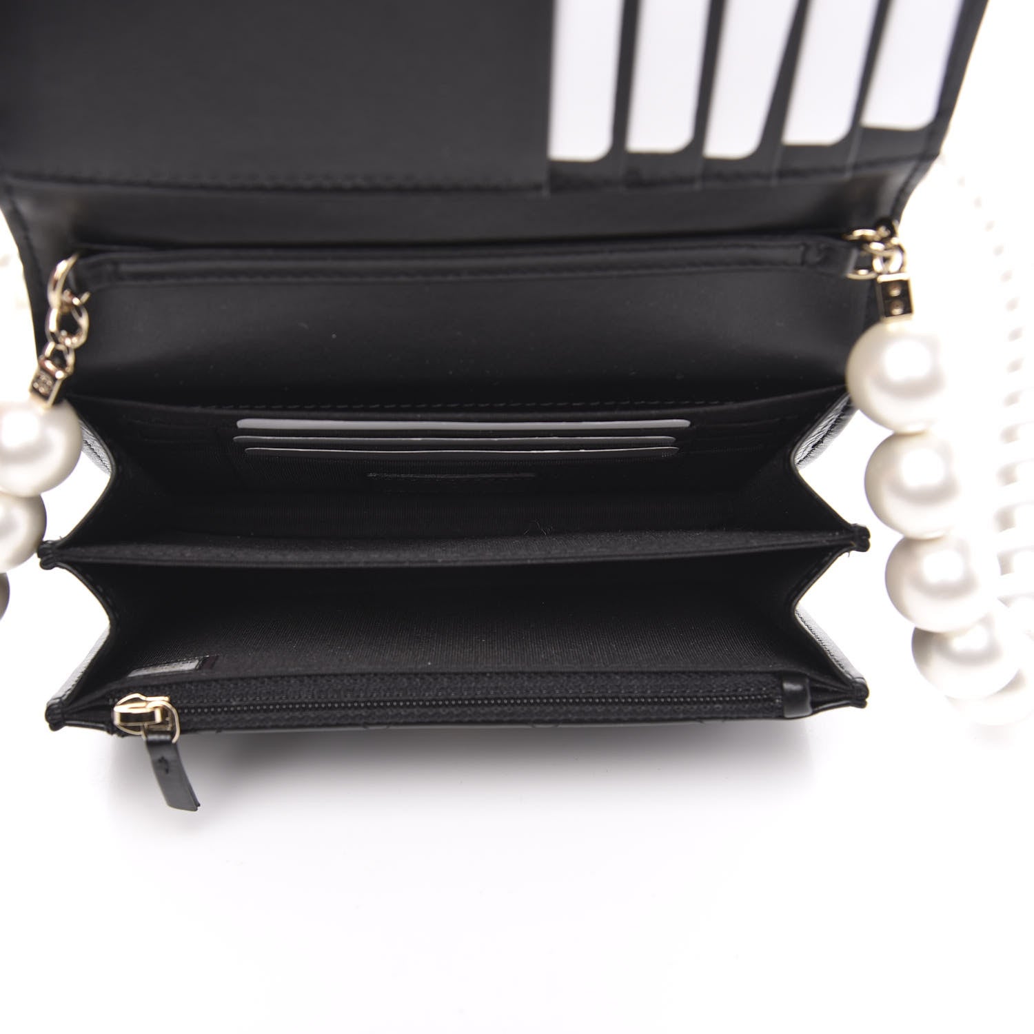 Chanel Calfskin Quilted Mini Maxi Pearls Wallet On Chain WOC Black 5 of 10