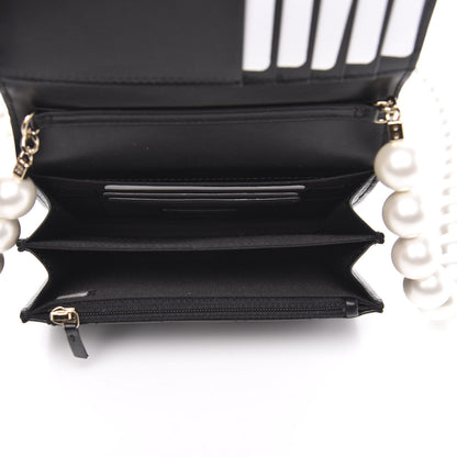 Chanel Calfskin Quilted Mini Maxi Pearls Wallet On Chain WOC Black 5 of 10