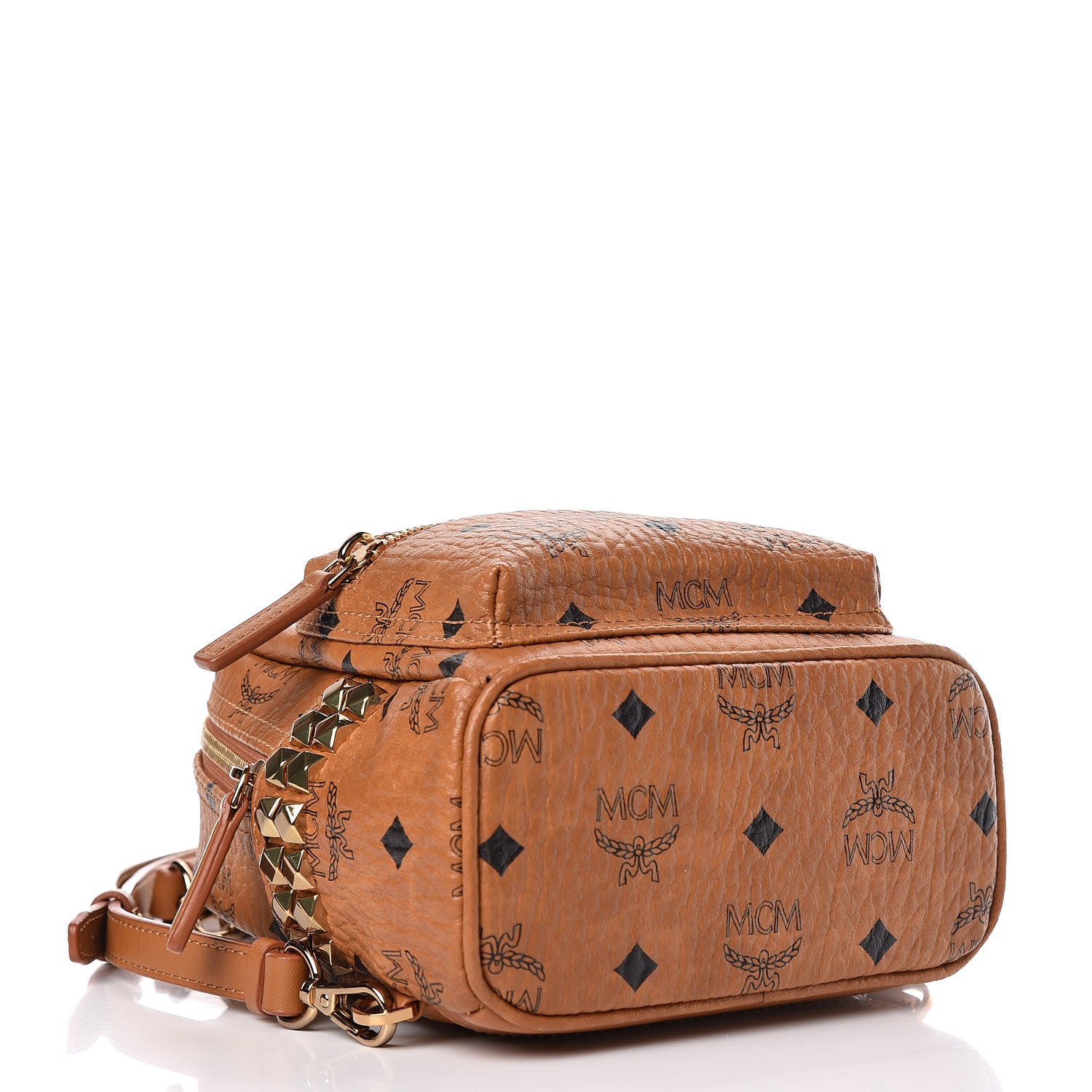 MCM Visetos Side Stud X-Mini Stark Backpack Cognac 4 of 11