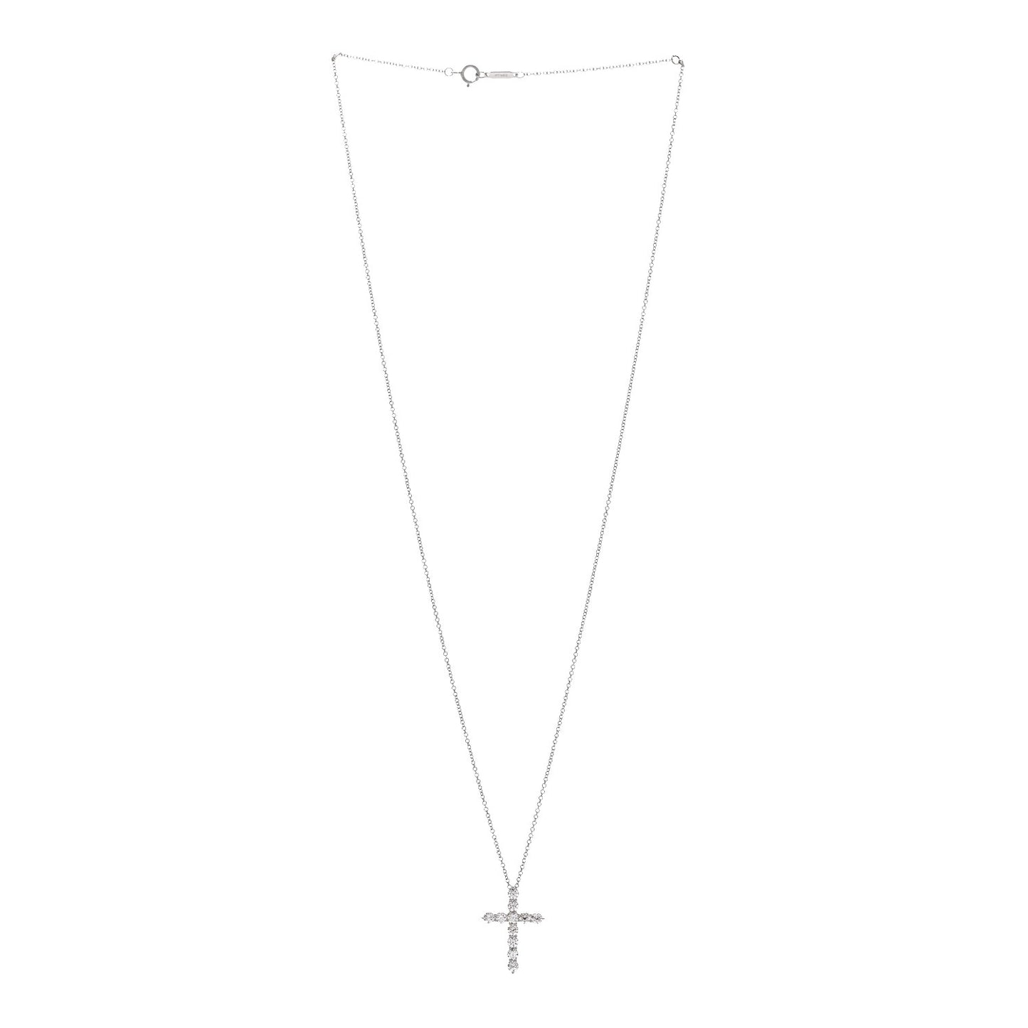 Platinum Diamond Medium Cross Pendant Necklace