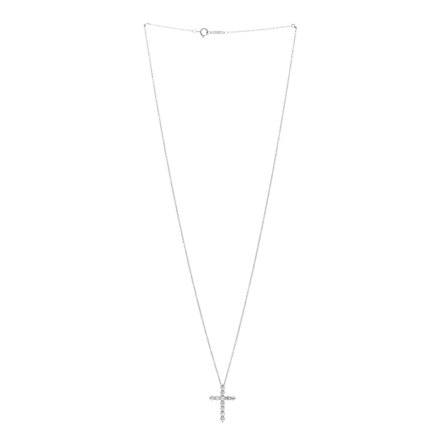 Tiffany Platinum Diamond Medium Cross Pendant Necklace 3 of 7